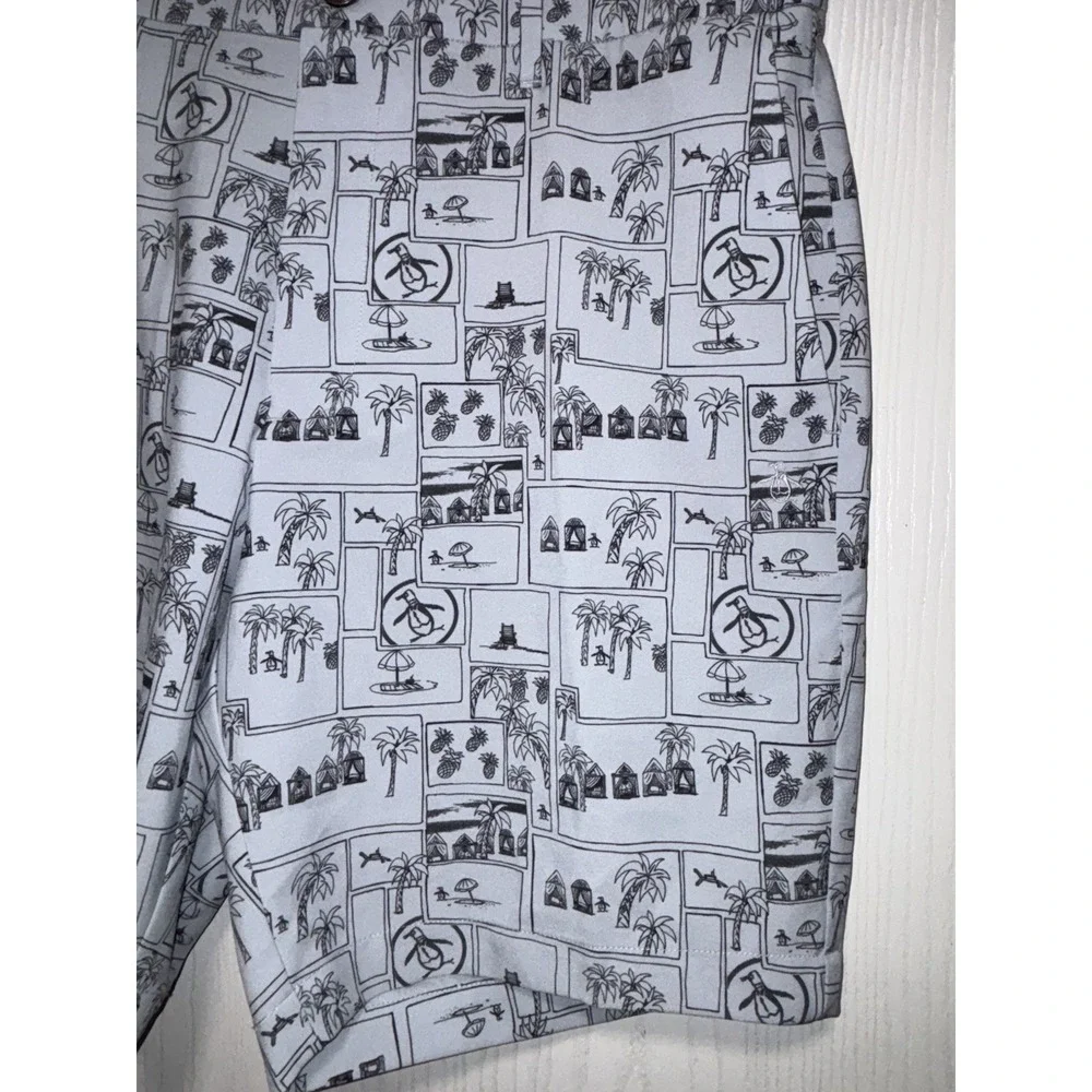 Original Penguin Mens Short Size 33 Heritage Beach Club Gray 8 Inch Inseam